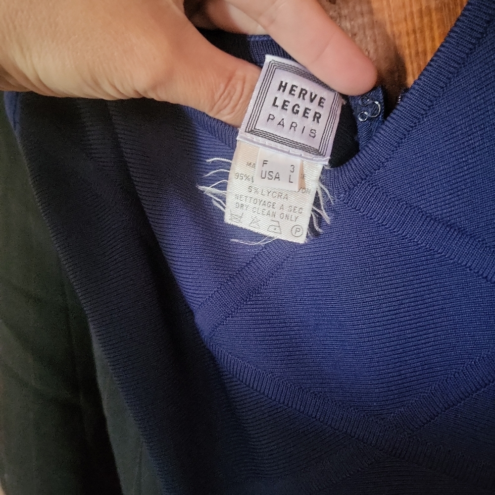 Herve Leger blue dress NWOT.